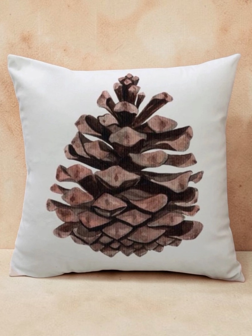 Pillow Cover Pinecone Nature Natural Decorative Zipper Closure Square 18 X 18 in